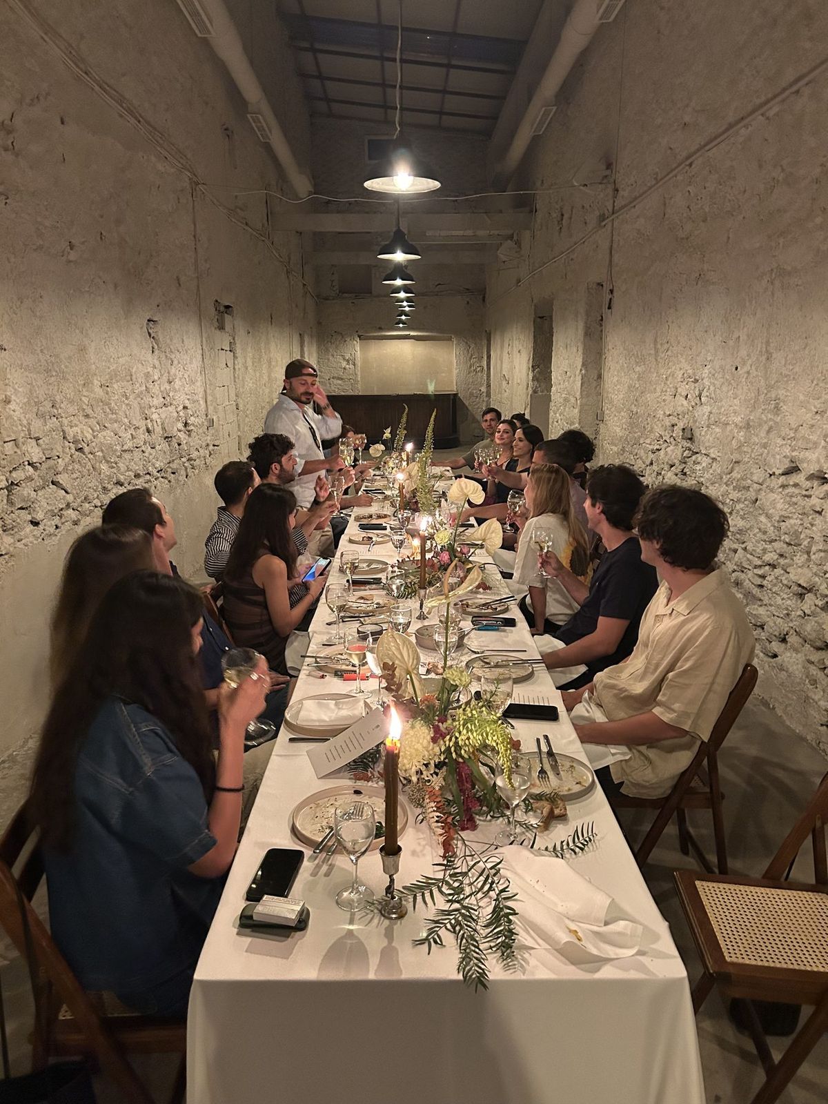 Long table, vaulted ceiling